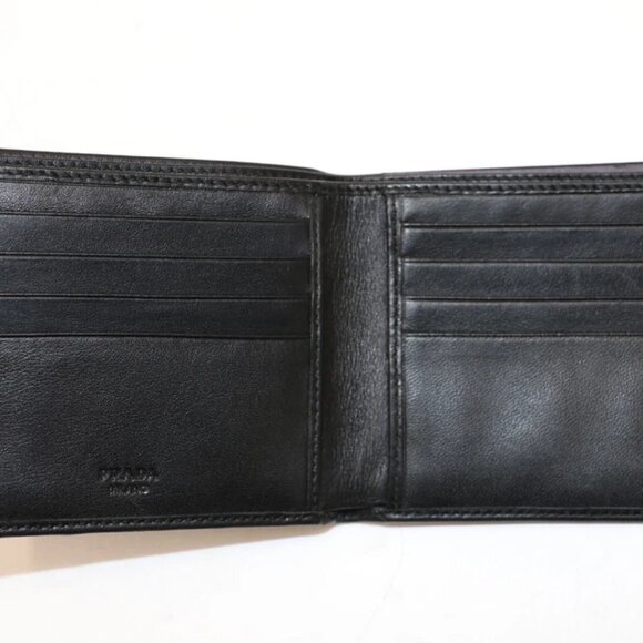Prada Saffiano Bifold Leather Wallet - Black/Silver - Picture 13 of 14